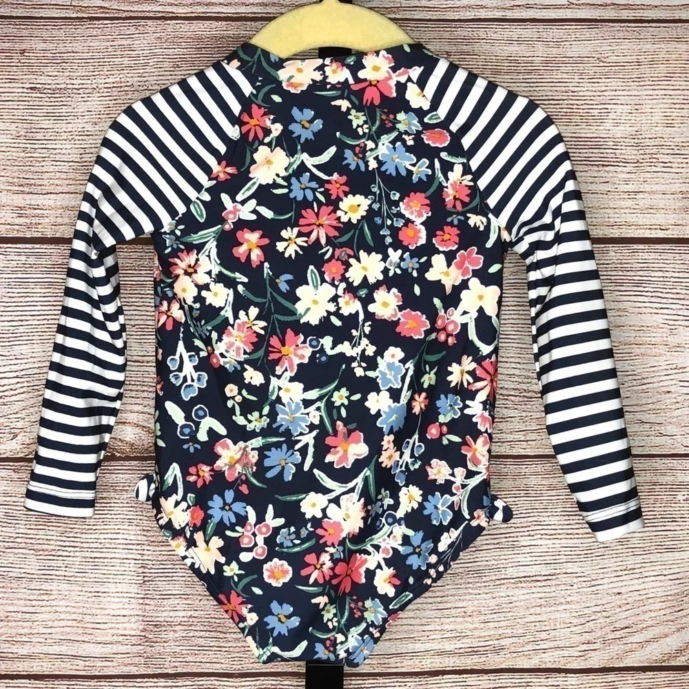 OshKosh Blue Floral Infant Long Sleeve One Piece Rashguard Size 18 Months